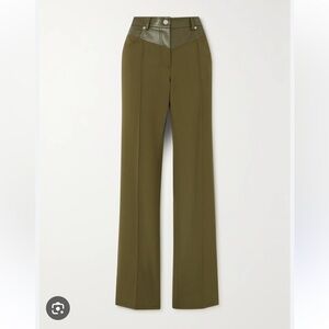 Helmut Lang olive green pant with leather